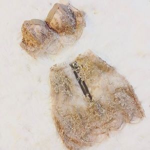 Two piece beaded skirt set